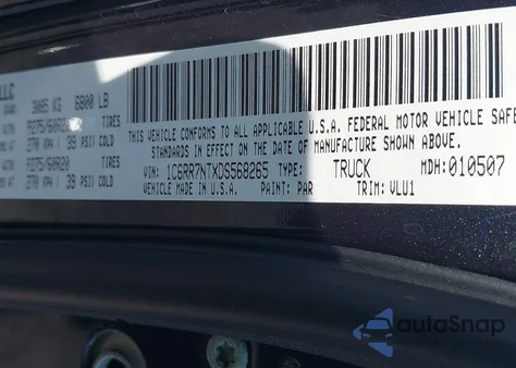 2013 Ram 1500 Laramie z USA, uszkodzony, nr VIN 1C6RR7NTXDS568265